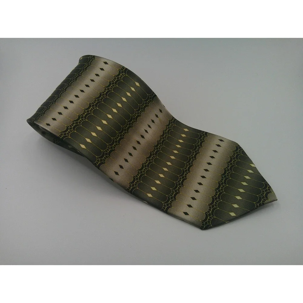 Franco Di Napoli Silk Tie Men's Geometric Art Deco Brown, Toupe, Gold 4 Inch